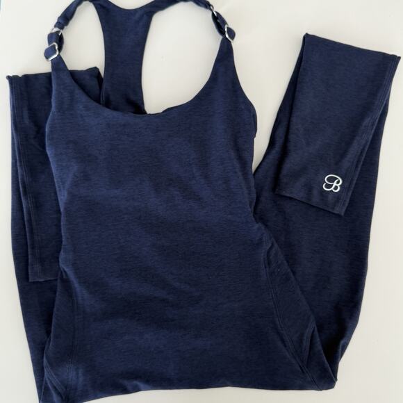 Bombshell Sportswear Athletic Bodysuit Medium Cosmic Blue Heather Gym Jumpsuit - Picture 1 of 12